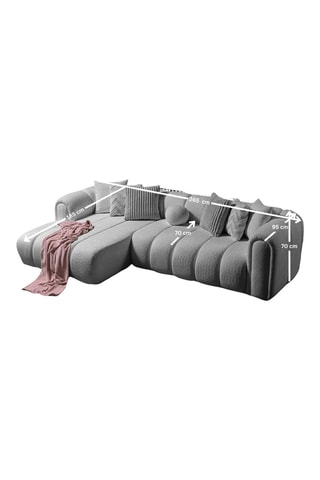 Canapé d'angle gauche - Gris - 4 ou 5 places - En tissu bouclé - 265 x 185 x 95 cm