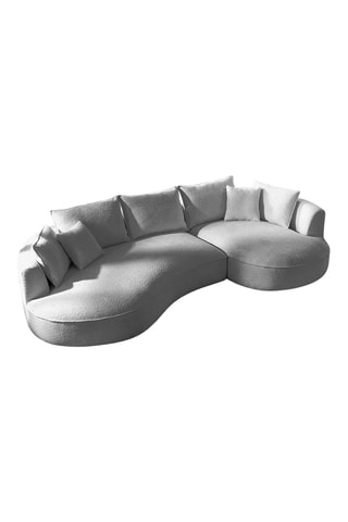 Canapé d'angle droit - Gris clair - 4 places - En tissu bouclé - 317 x 171 x 91 cm