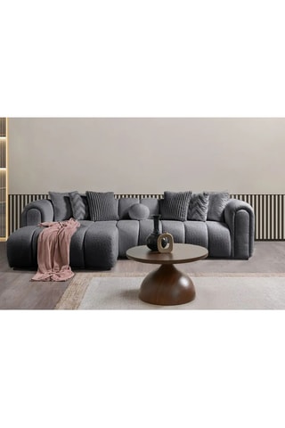 Canapé d'angle gauche convertible - Gris - 4 ou 5 places - En tissu bouclé - 265 x 185 x 95 cm