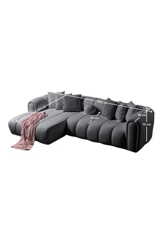 Canapé d'angle gauche convertible - Gris - 4 ou 5 places - En tissu bouclé - 265 x 185 x 95 cm