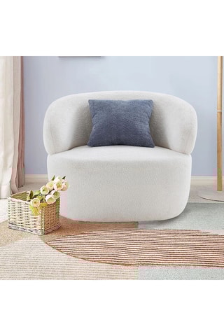 Fauteuil - Blanc - En tissu bouclé - 88 x 89 x 69 cm