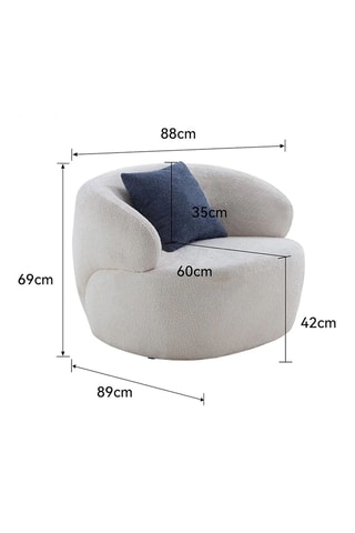 Fauteuil - Blanc - En tissu bouclé - 88 x 89 x 69 cm