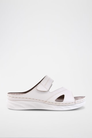 Sandalias de piel de cuña - Blanco