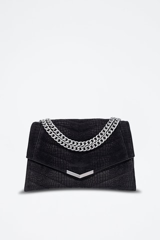 Sac porté épaule en cuir de veau - Noir - IKKS