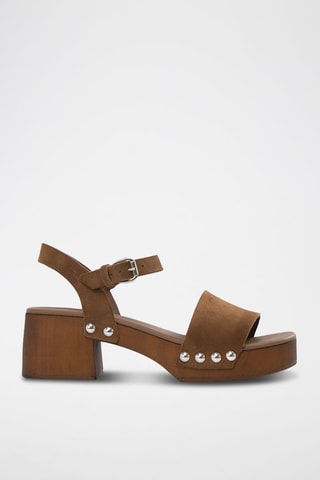 Sandales à talons en cuir - Camel - IKKS