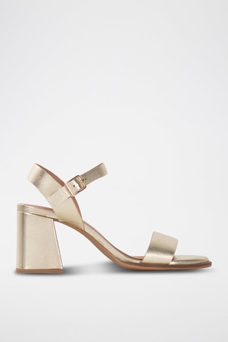 Sandales à talons en cuir - Doré