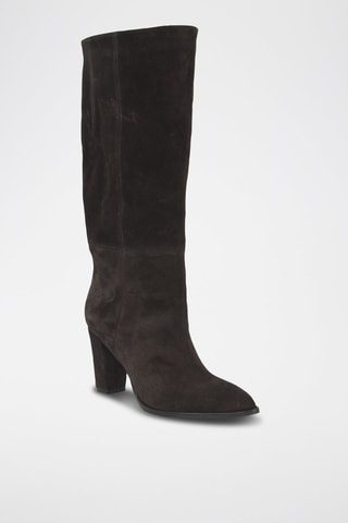 Bottes en cuir de veau nubuck - Noir - IKKS