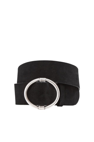 Ceinture en cuir de veau nubuck - Noir - IKKS