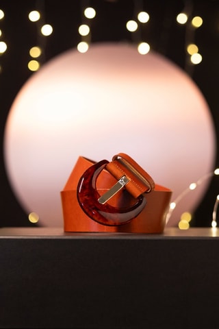 Cinto em couro - Castanho-claro