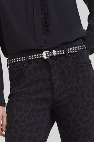 2 cintos em couro - Prateado e preto - IKKS