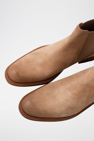 Bottines Chelsea en cuir - Beige - IKKS