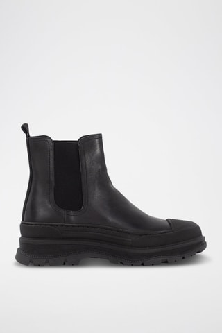 Bottines Chelsea en cuir - Noir - IKKS