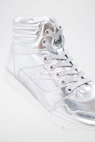 Baskets montantes en cuir de veau - Argenté - IKKS