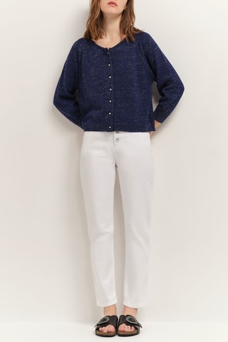 Cardigã de linho - Azul - One Step