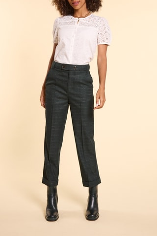 Calças de fato de cintura alta - Verde