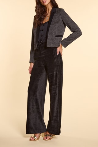 Pantalon large en velours taille haute - Noir