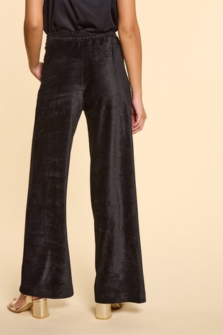 Pantalon large en velours taille haute - Noir