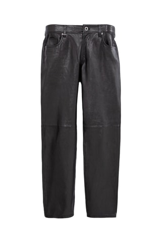Pantalon slim en cuir d’agneau - Noir