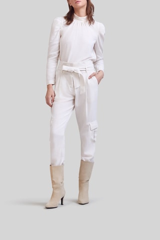 Pantalon droit taille haute en coton biologique - Ecru - IKKS