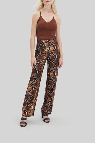 Pantalon wide legs taille haute - Marron - IKKS