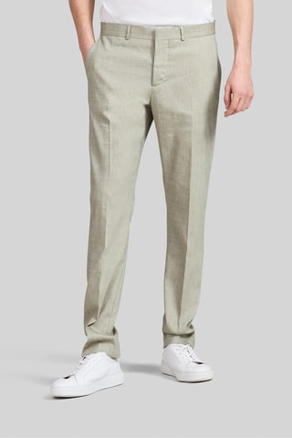 Pantalon slim en laine et lin - Pistache - IKKS