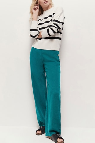 Pantalon droit en lin - Turquoise - One Step