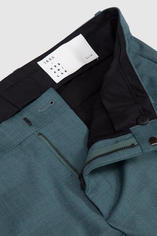 Pantalon slim en laine - Vert-bleu - IKKS