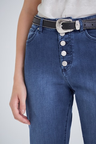 Jean droit 7/8 taille haute - Bleu marine - IKKS