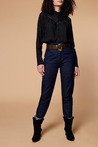 Jean slouchy 7/8 taille haute - Bleu marine - One Step