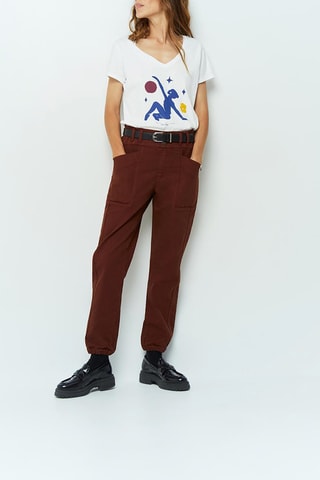 Jean battle 7/8 taille haute - Marron - One Step