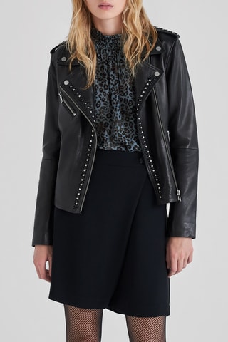 Veste en cuir d'agneau - Noir - IKKS