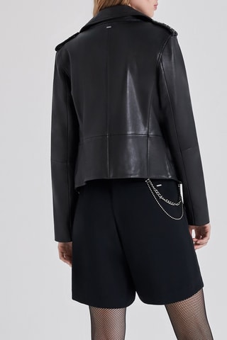 Veste en cuir d'agneau - Noir - IKKS