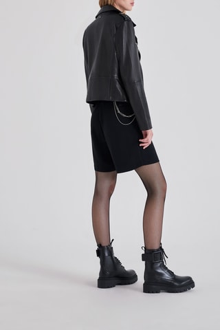 Veste en cuir d'agneau - Noir - IKKS