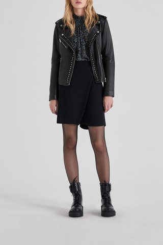 Veste en cuir d'agneau - Noir - IKKS