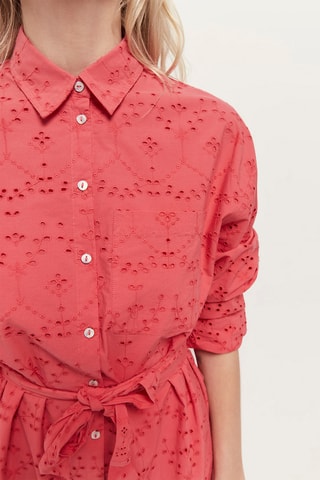 Vestido-camisa em bordado inglês - Vermelho - One Step