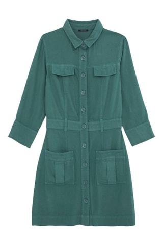 Vestido-camisa em algodão biológico - Verde-escuro - IKKS