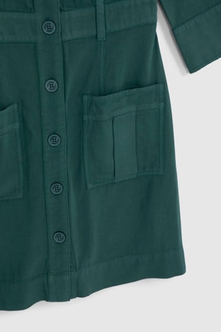 Vestido-camisa em algodão biológico - Verde-escuro - IKKS