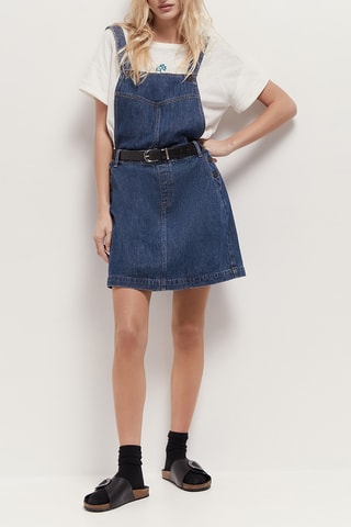 Vestido-jardineiras de ganga - Azul - One Step