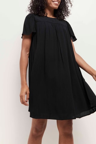 Vestido estilo patinadora em linho - Preto - One Step