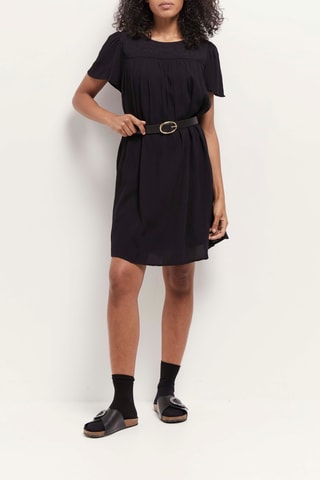 Vestido estilo patinadora em linho - Preto - One Step