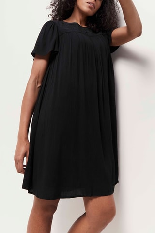 Vestido estilo patinadora em linho - Preto - One Step