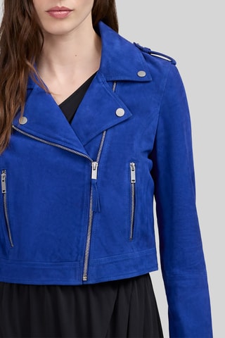 Blouson en cuir de chèvre - Bleu cobalt - IKKS