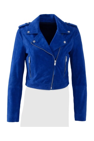 Blouson en cuir de chèvre - Bleu cobalt - IKKS
