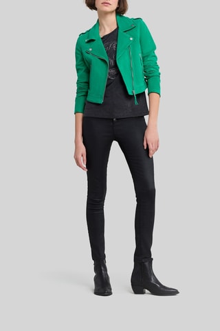 Blouson en cuir de chèvre - Vert - IKKS