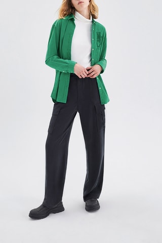 Camisa loose em veludo - Verde-escuro - IKKS