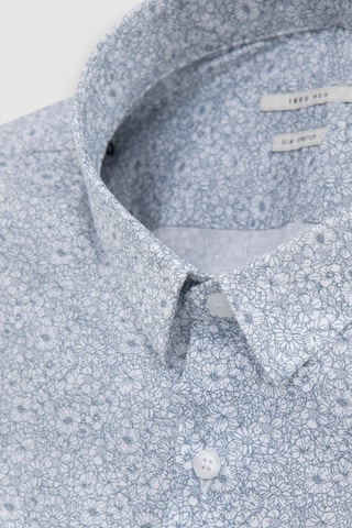 Camisa slim - Branco e azul - IKKS