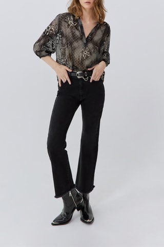 Blusa plumetis - Esbranquiçado e preto - IKKS