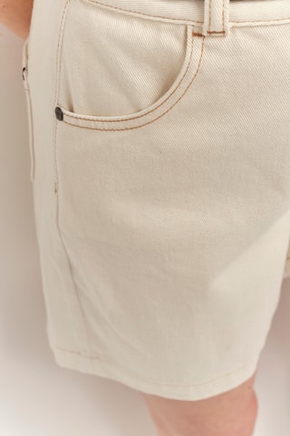 Calções direitos de cintura subida - Cru - One Step