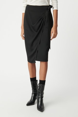 Saia traçada de cintura alta - Preto