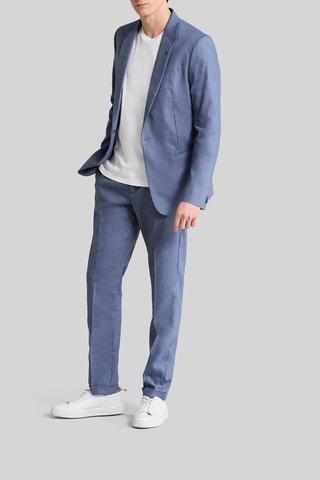 Pantalon en laine et lin - Bleu - IKKS